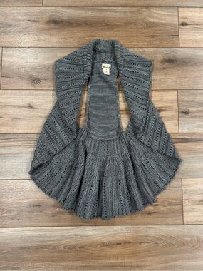 MUDD Vintage 2000s Western Boho Knit Gray Sleeveless Cardigan | Size Medium